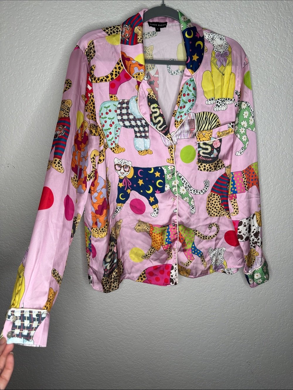 Karen Mabon Long Sleeve Leopards Can't Change Their Spots Pajama Top Medium - Picture 4 of 7